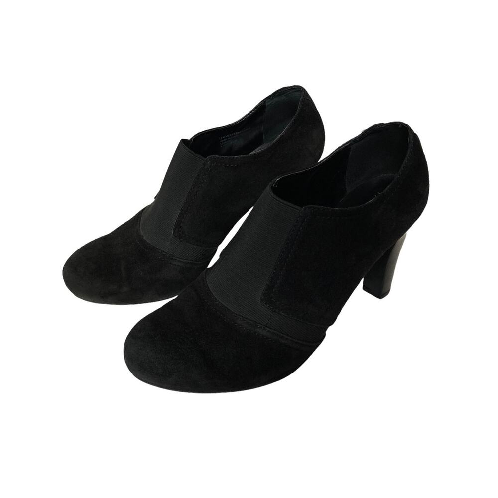 Franco Sarto The Artist Collection A. WHO Black Suede Booties US 8.5 Chunky Heel